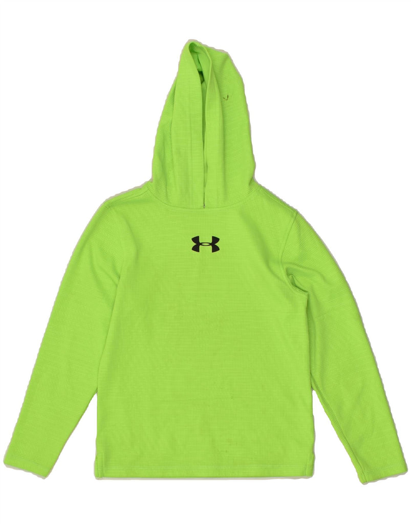 UNDER ARMOUR Boys Hoodie Jumper 7-8 Years Small Green Polyester | Vintage Under Armour | Thrift | Second-Hand Under Armour | Used Clothing | Messina Hembry 