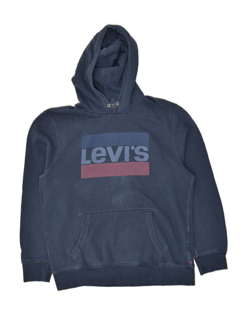 LEVI'S Mens Graphic Hoodie Jumper XL Navy Blue Cotton | Vintage Levi's | Thrift | Second-Hand Levi's | Used Clothing | Messina Hembry 