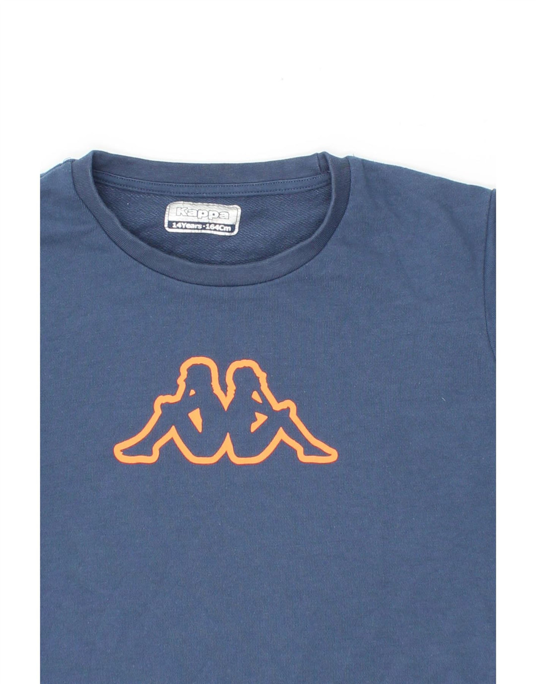 KAPPA Boys Graphic Sweatshirt Jumper 13-14 Years Navy Blue Cotton Vintage Kappa and Second-Hand Kappa from Messina Hembry 