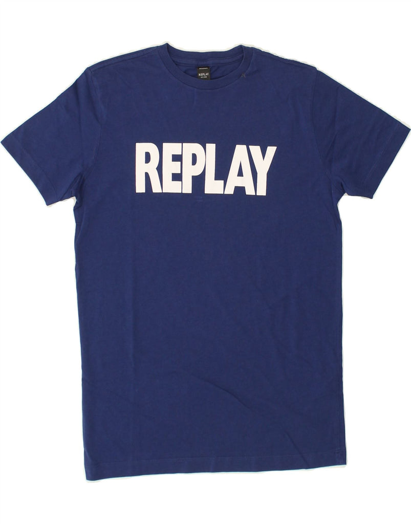 REPLAY Boys Graphic T-Shirt Top 15-16 Years Navy Blue Cotton | Vintage Replay | Thrift | Second-Hand Replay | Used Clothing | Messina Hembry 