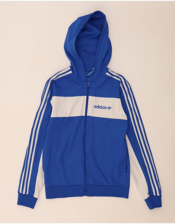 ADIDAS Mens Zip Hoodie Sweater XS Blue Colourblock Cotton