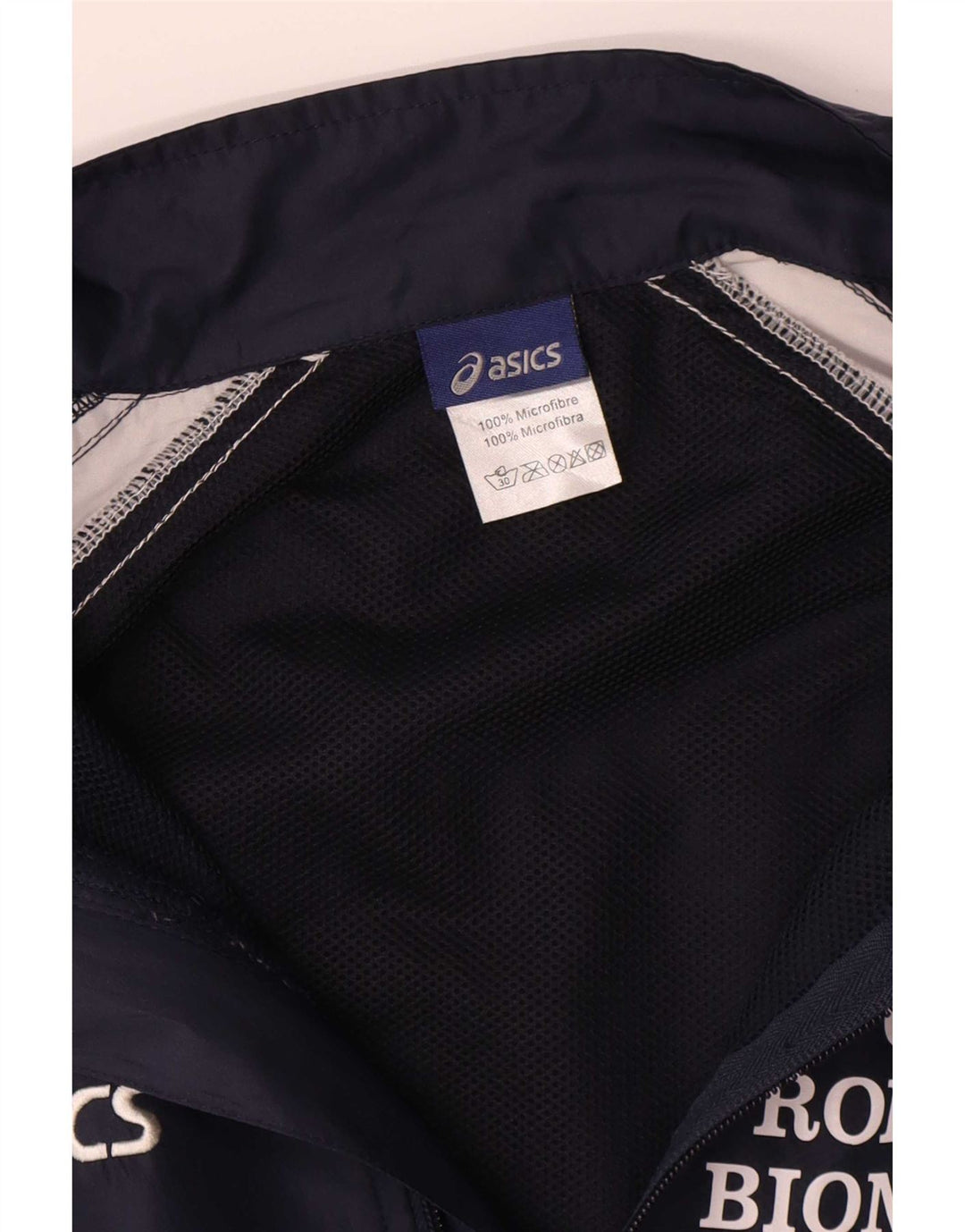 Asics Mens Graphic Tracksuit Top Jacket Large Navy Blue Colourblock