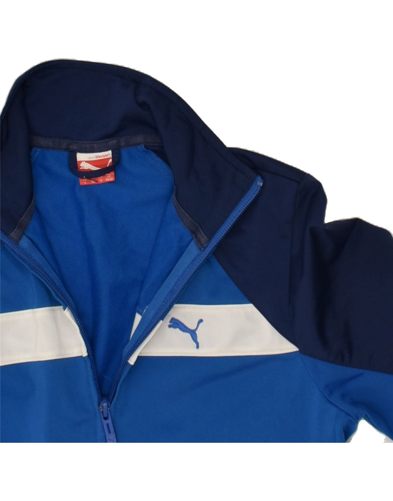 PUMA Boys Tracksuit Top Jacket 11-12 Years Large Blue Colourblock | Vintage Puma | Thrift | Second-Hand Puma | Used Clothing | Messina Hembry 