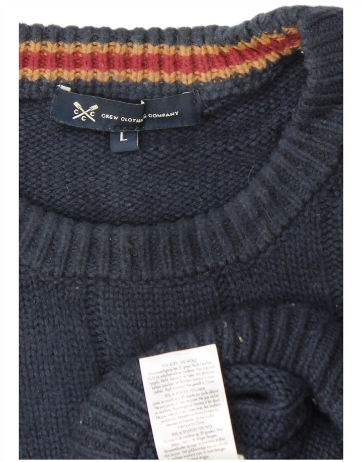 CREW CLOTHING Mens Crew Neck Jumper Sweater Large Navy Blue Acrylic