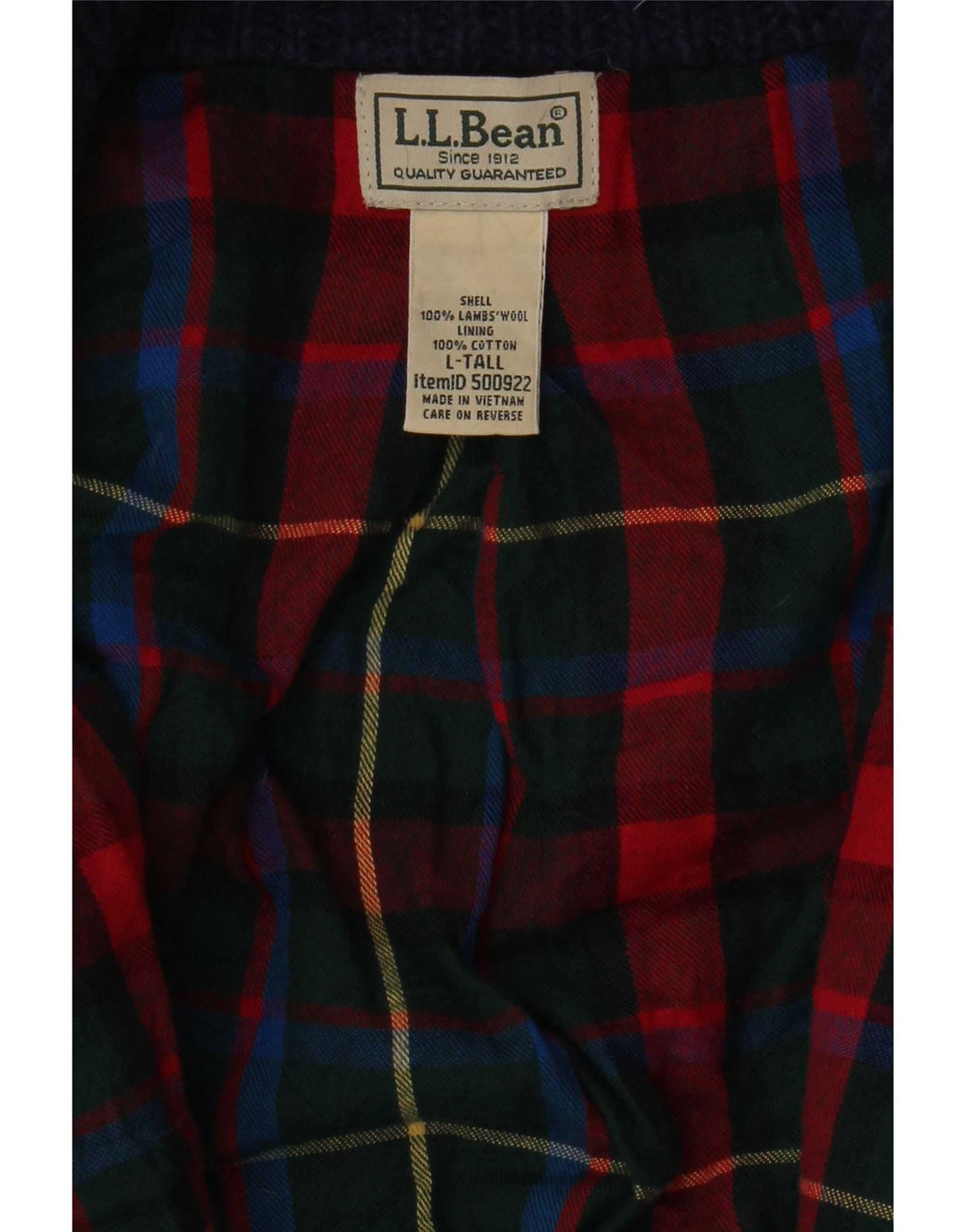 L.L.Bean Mens Tall Cardigan Sweater Large Navy Blue Lambswool