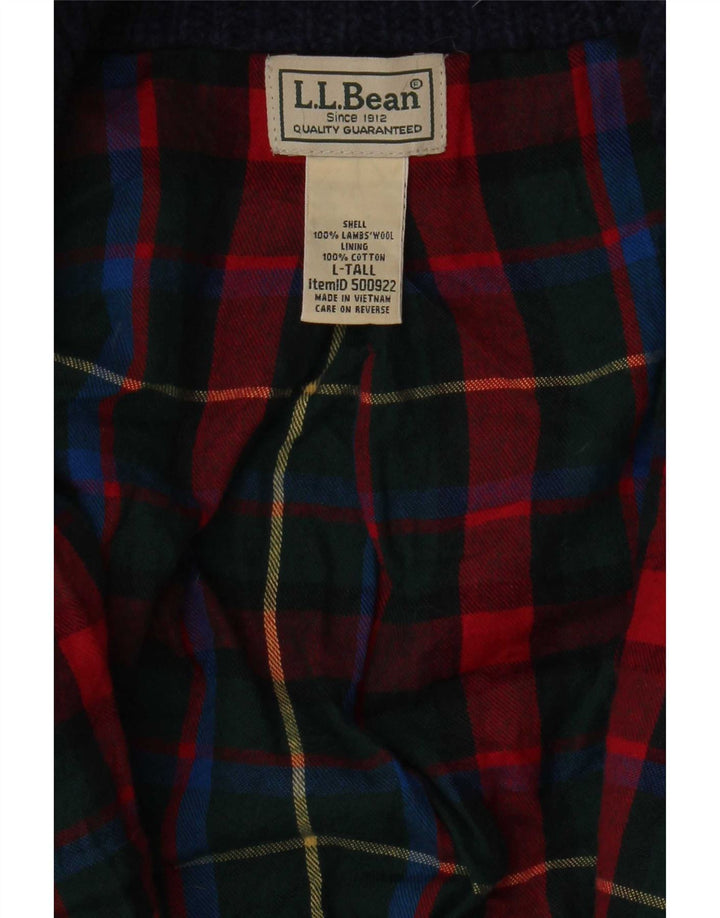 L.L.Bean Mens Tall Cardigan Sweater Large Navy Blue Lambswool