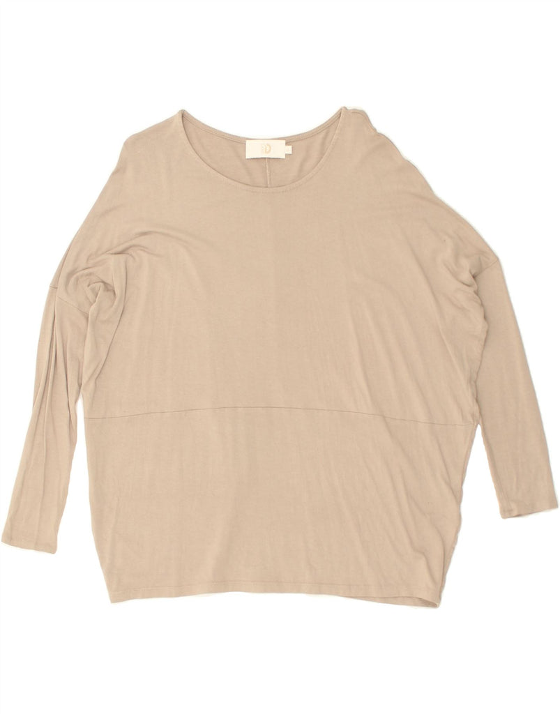 DACK'S Womens Oversized Top 3/4 Sleeve UK 14 Medium Beige Viscose | Vintage Dack's | Thrift | Second-Hand Dack's | Used Clothing | Messina Hembry 