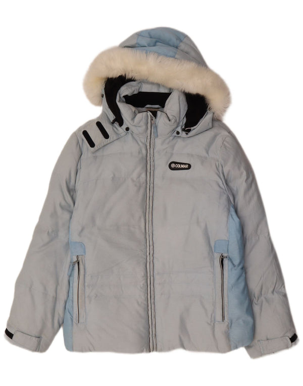 Colmar Womens Hooded Ski Jacket EU 42 Large Blue Colourblock