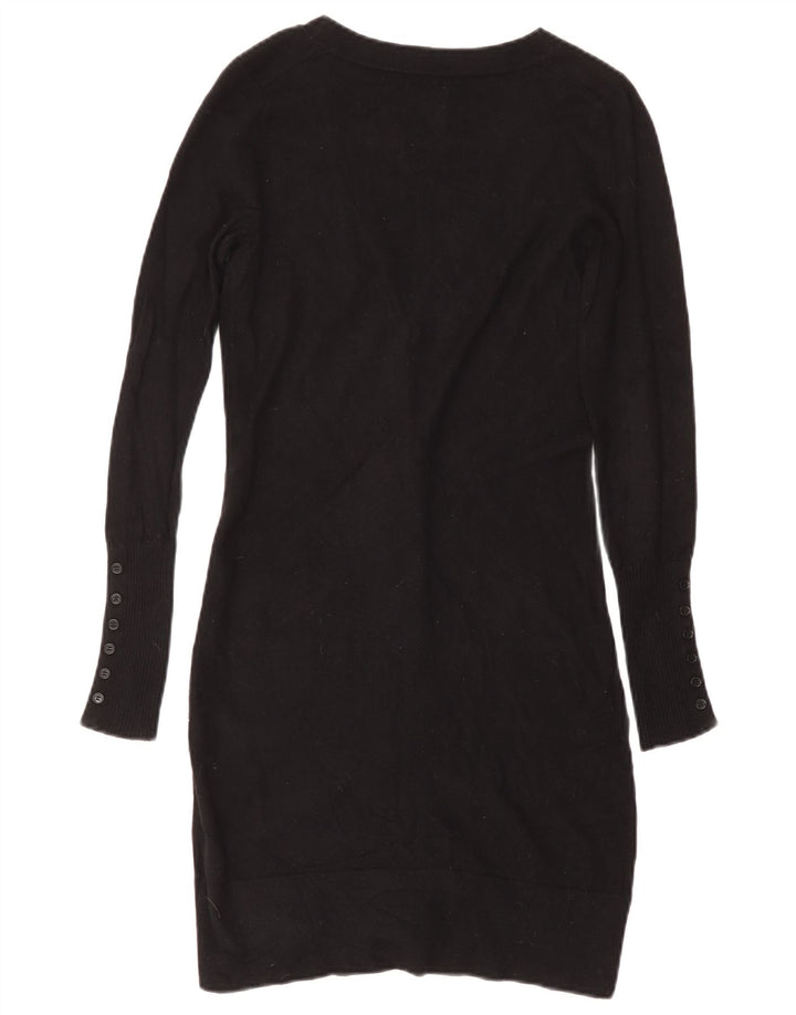 Sun68 Womens Longline Cardigan Sweater UK 12 Medium Black Cotton