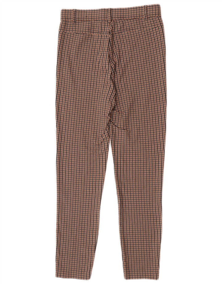 Zara Womens Slim Casual Trousers Medium W28 L27 Brown Houndstooth Viscose