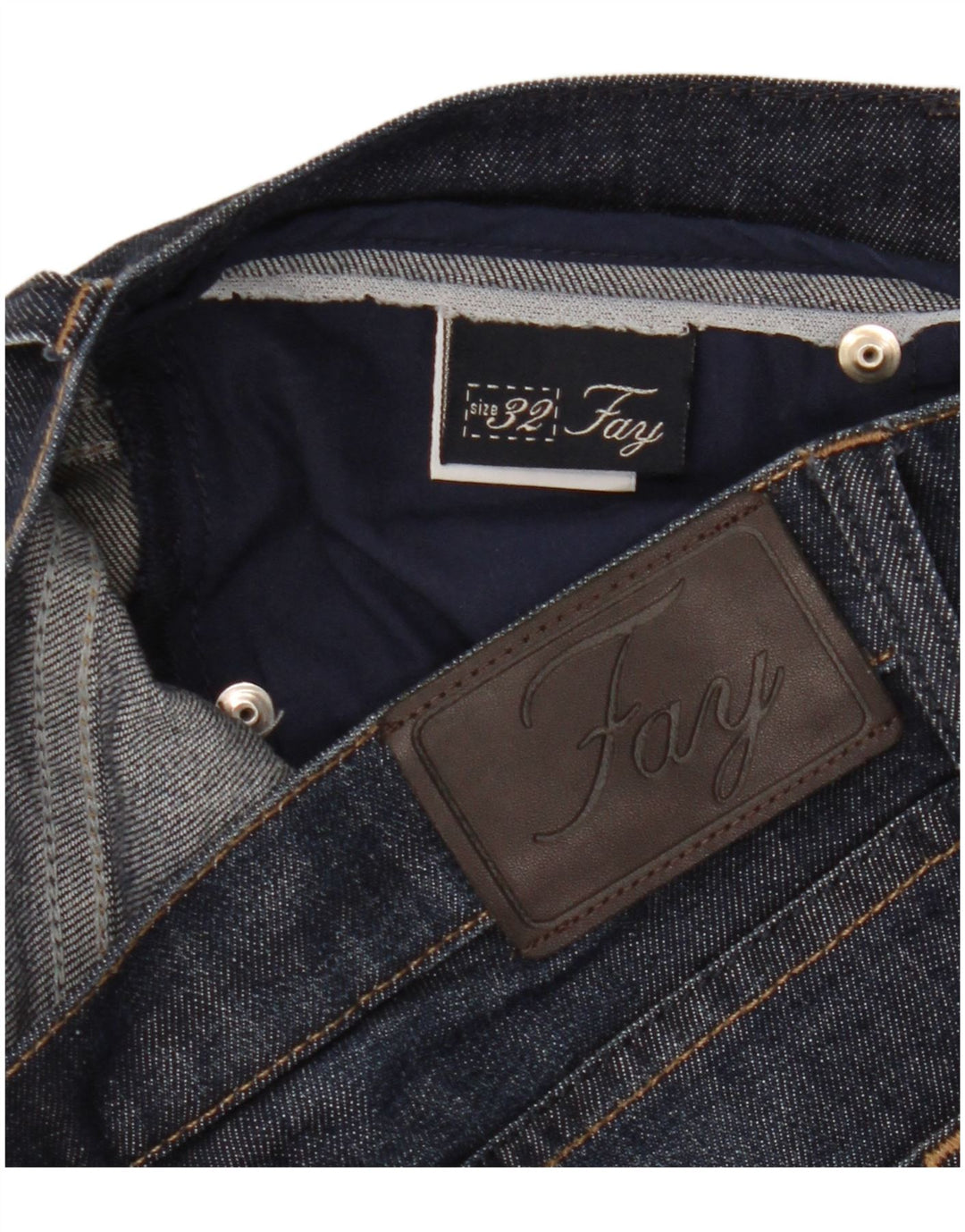 Fay Womens Straight Jeans W32 L28 Navy Blue Cotton