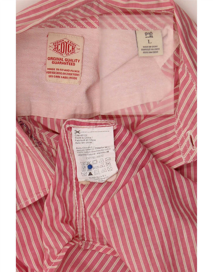 Scotch & Soda Mens Shirt Large Pink Pinstripe Cotton