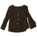 Zara Womens Shirt Blouse UK 10 Small Green Linen