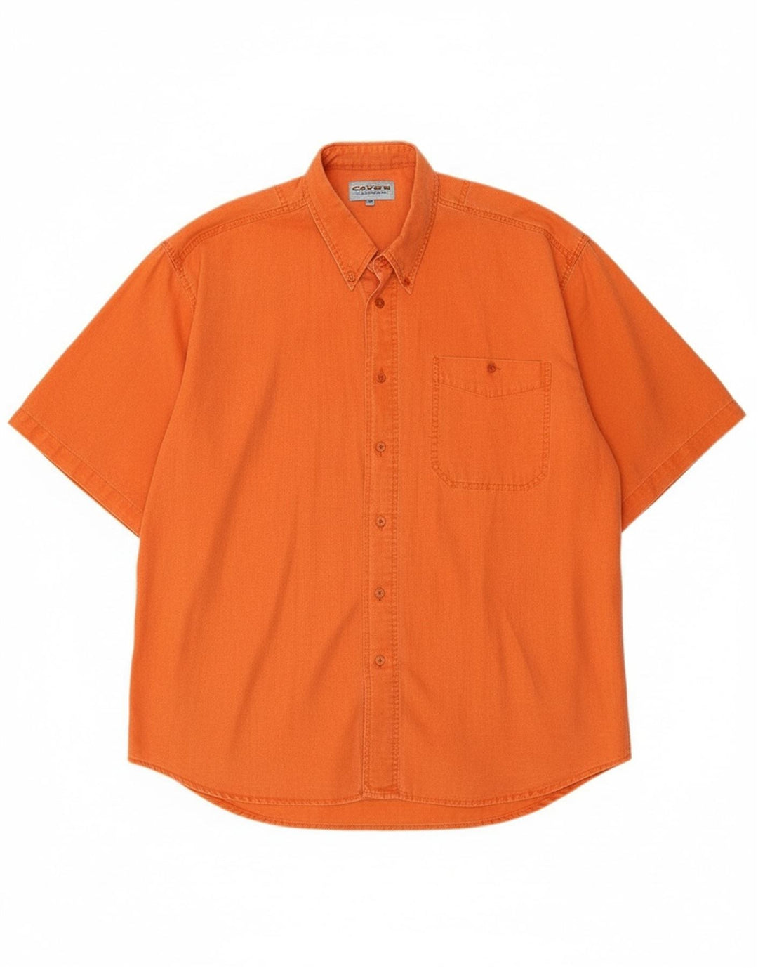 VINTAGE Mens Short Sleeve Shirt XL Orange Cotton