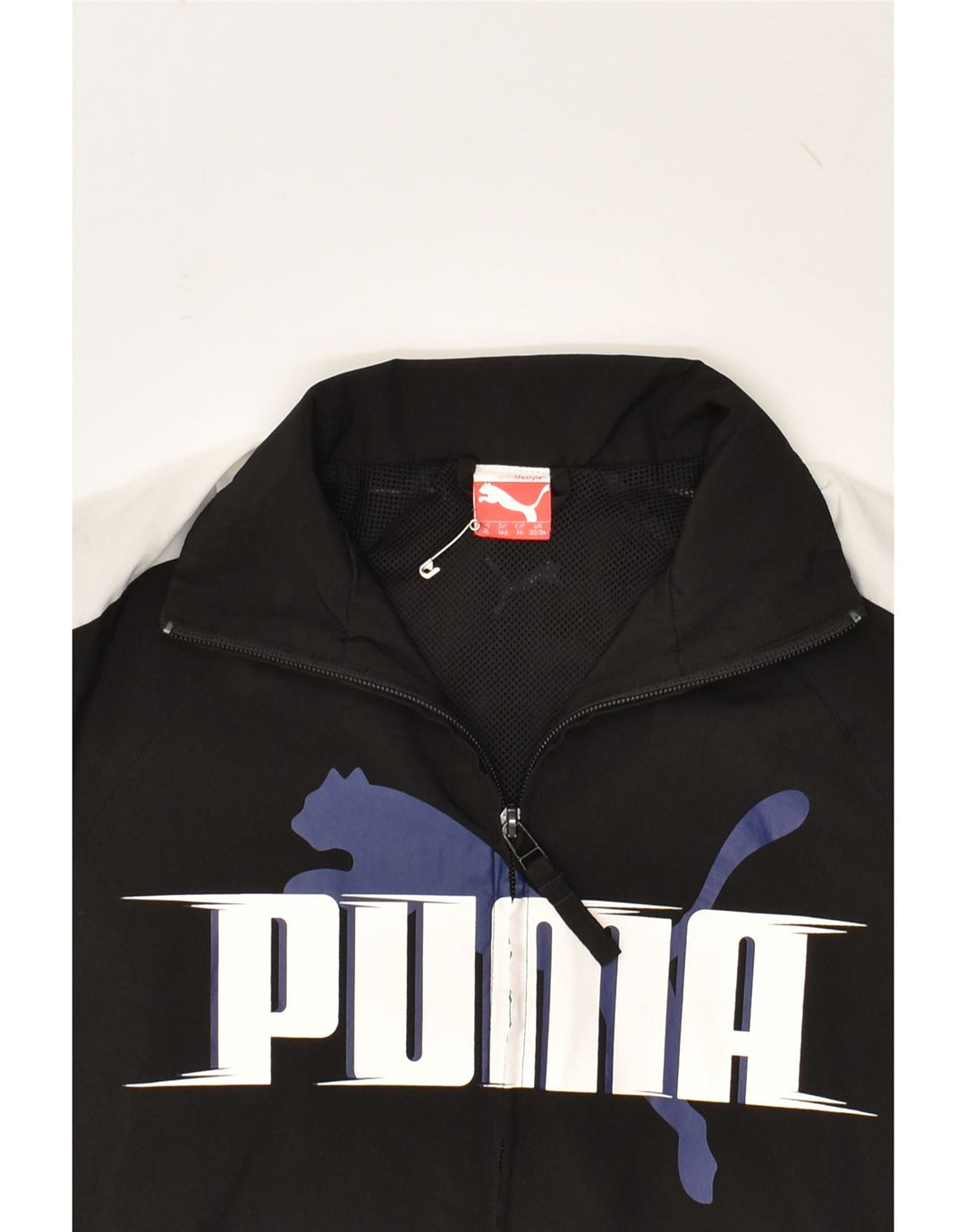 PUMA Boys Graphic Tracksuit Top Jacket 13-14 Years Black Colourblock | Vintage Puma | Thrift | Second-Hand Puma | Used Clothing | Messina Hembry 