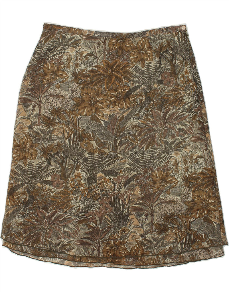 BIAGGINI Womens Straight Skirt IT 44 Medium W26  Brown Floral Polyester | Vintage Biaggini | Thrift | Second-Hand Biaggini | Used Clothing | Messina Hembry 