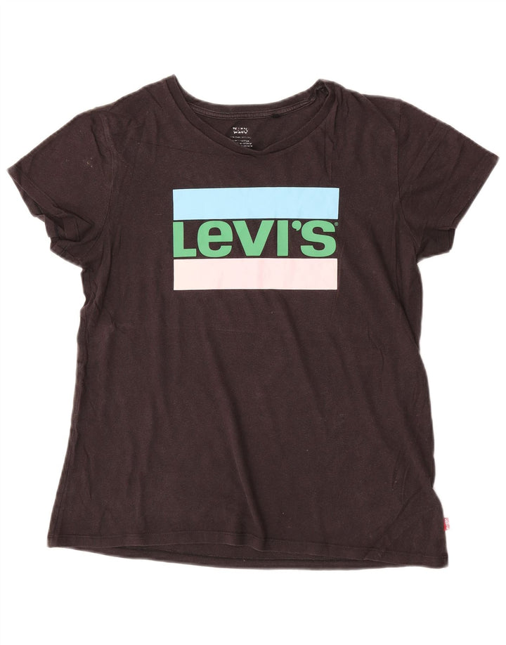 Levi's Womens Graphic T-Shirt Top UK 14 Medium Black