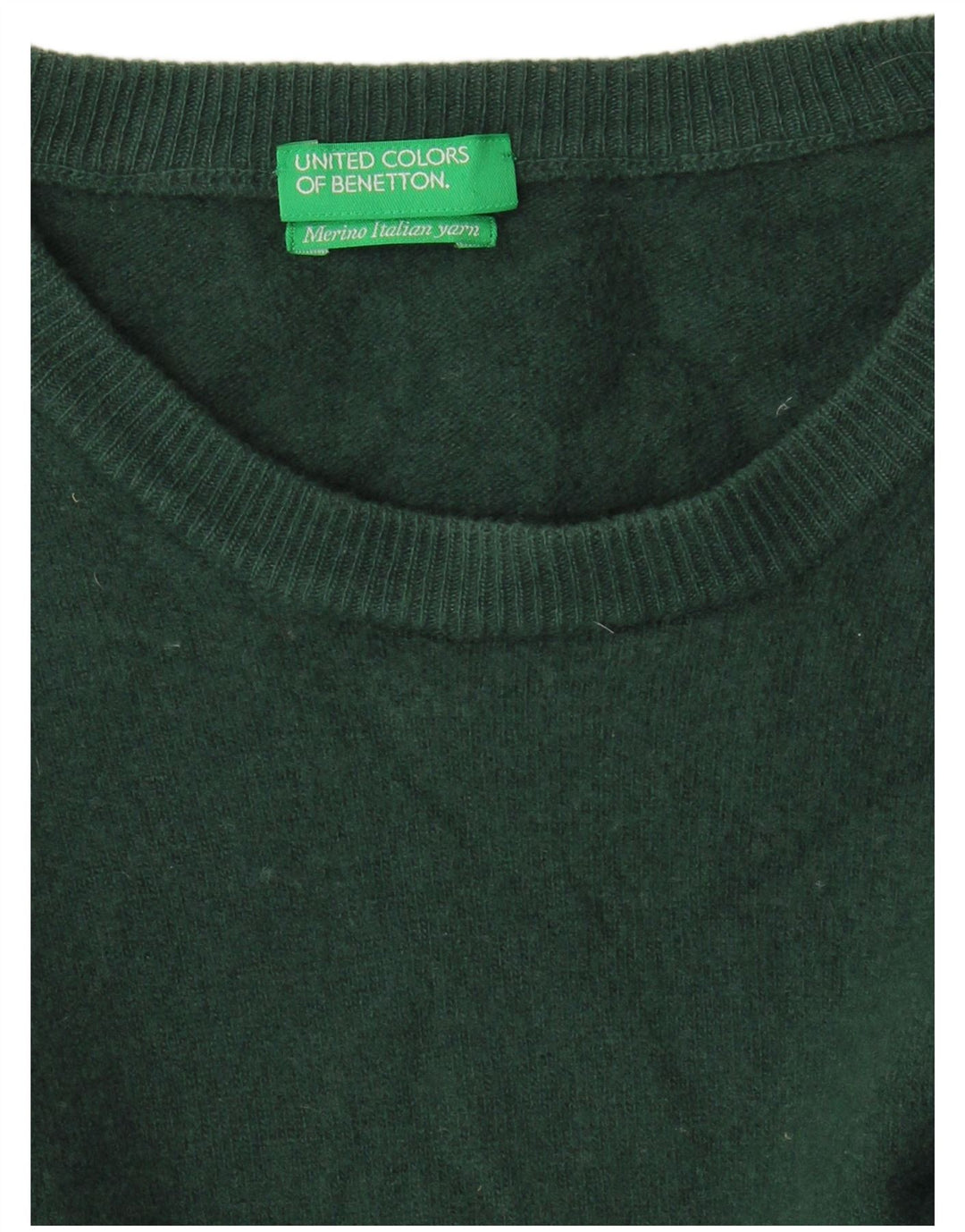 Benetton Womens Crew Neck Jumper Sweater UK 16 Large Green