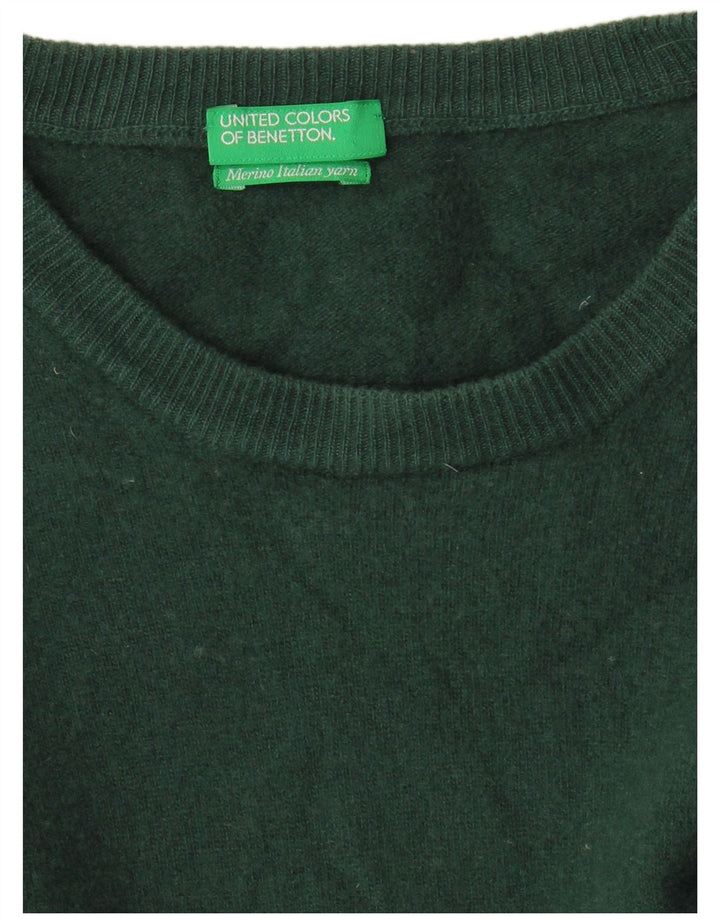 Benetton Womens Crew Neck Jumper Sweater UK 16 Large Green