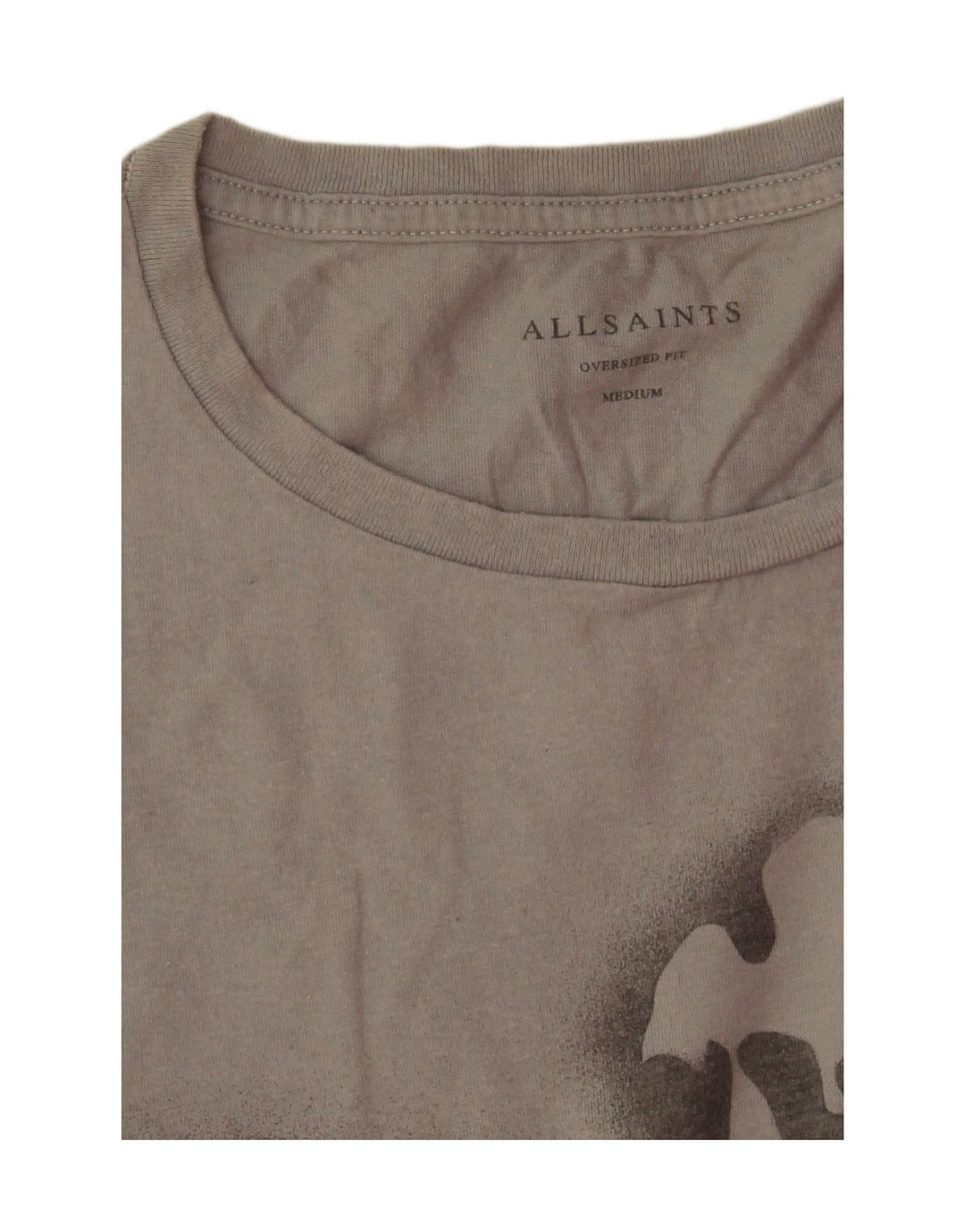 All Saints Mens Oversized Graphic T-Shirt Top Medium Grey Tie Dye Cotton