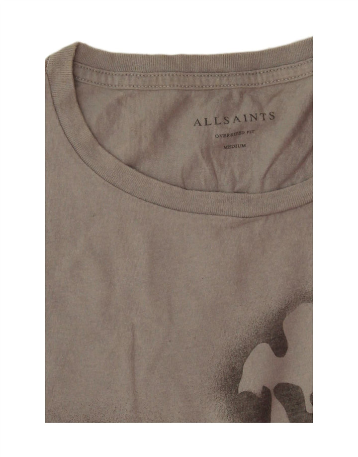 All Saints Mens Oversized Graphic T-Shirt Top Medium Grey Tie Dye Cotton