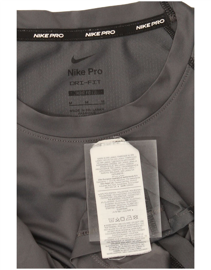 Nike Mens Dri Fit Top Long Sleeve Medium Grey Polyester