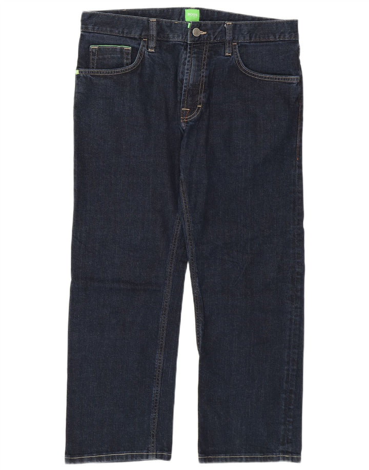 HUGO BOSS Mens Cropped Jeans W33 L25 Navy Blue Cotton
