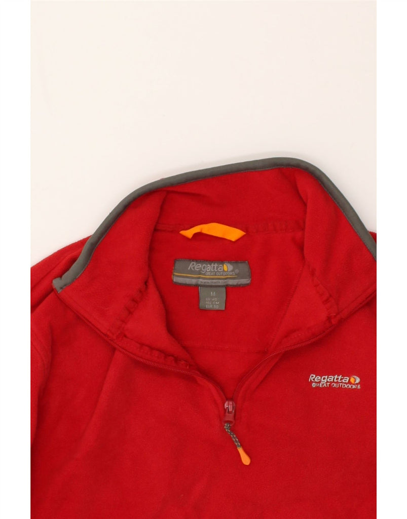 REGATTA Mens Zip Neck Fleece Jumper Medium Red Polyester | Vintage Regatta | Thrift | Second-Hand Regatta | Used Clothing | Messina Hembry 