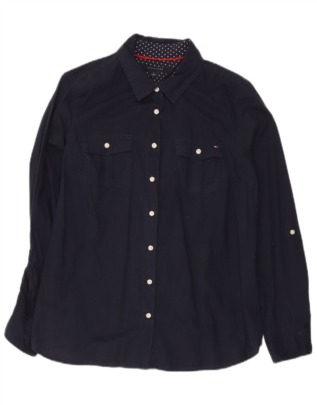 Tommy Hilfiger Womens Shirt UK 14 Medium Navy Blue