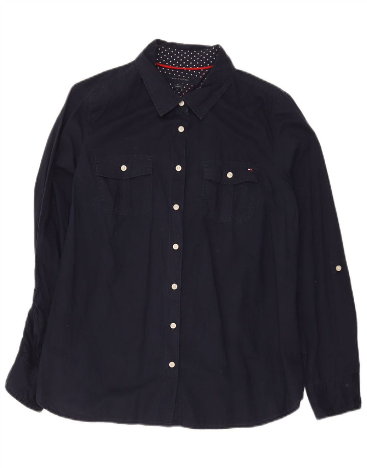 Tommy Hilfiger Womens Shirt UK 14 Medium Navy Blue