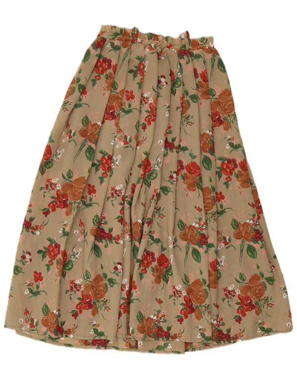 VINTAGE Womens A-Line Skirt Medium W28  Beige Floral Polyester