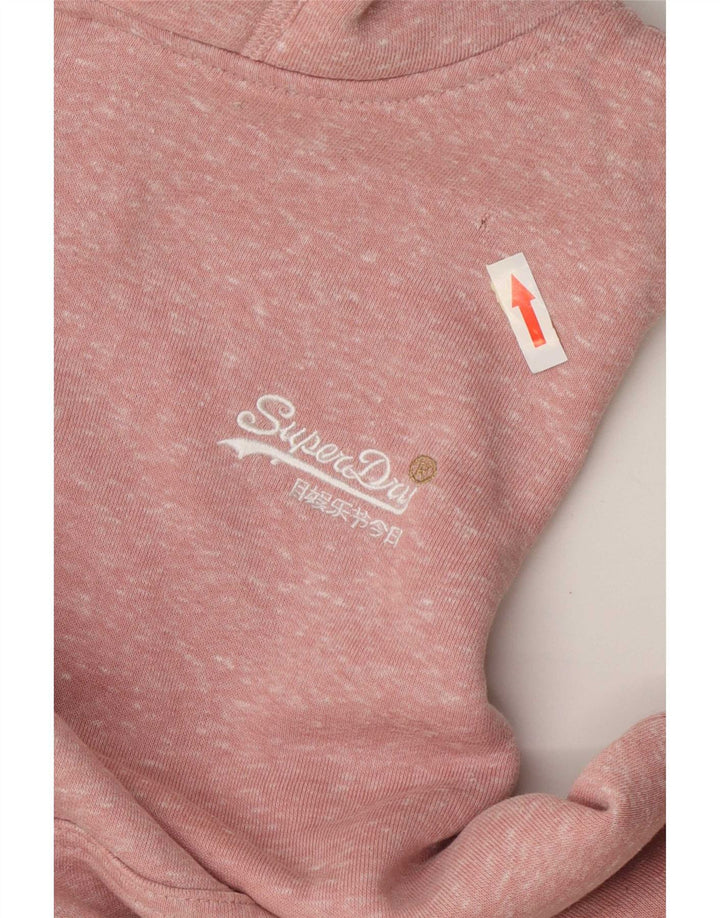 Superdry Womens Hoodie Jumper UK 12 Medium Pink Flecked Polyester