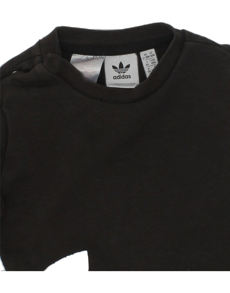 ADIDAS Baby Boys Graphic Sweatshirt Jumper 12-18 Months Black Cotton | Vintage Adidas | Thrift | Second-Hand Adidas | Used Clothing | Messina Hembry 