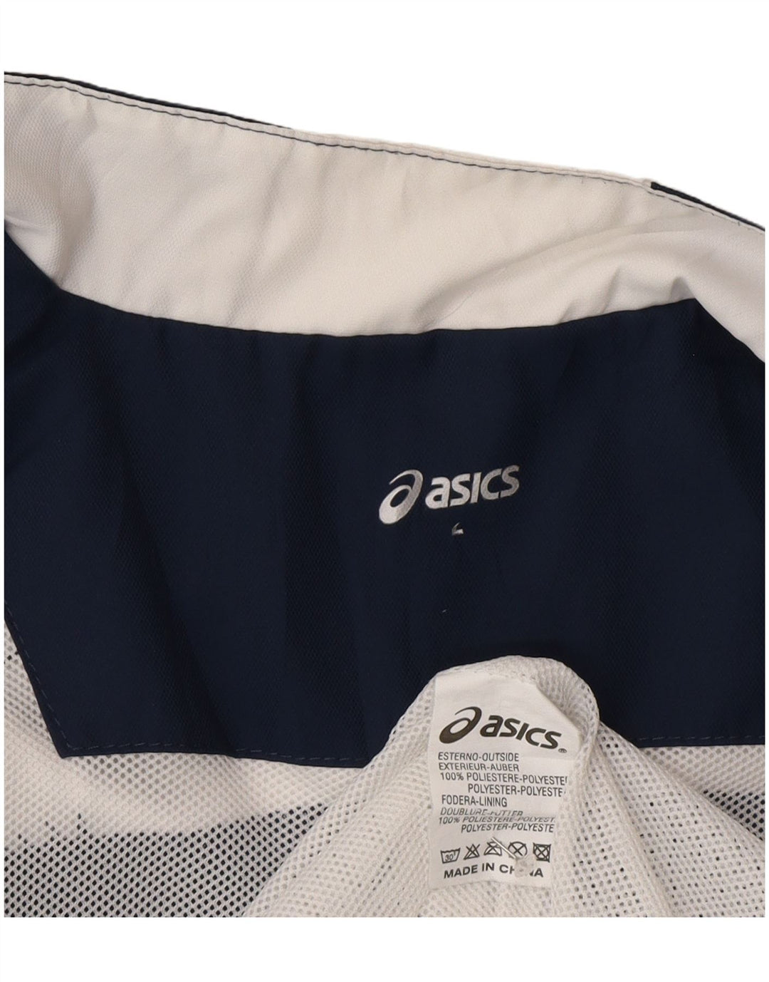 Asics Mens Sleeveless Tracksuit Top Jacket Large Navy Blue Colourblock
