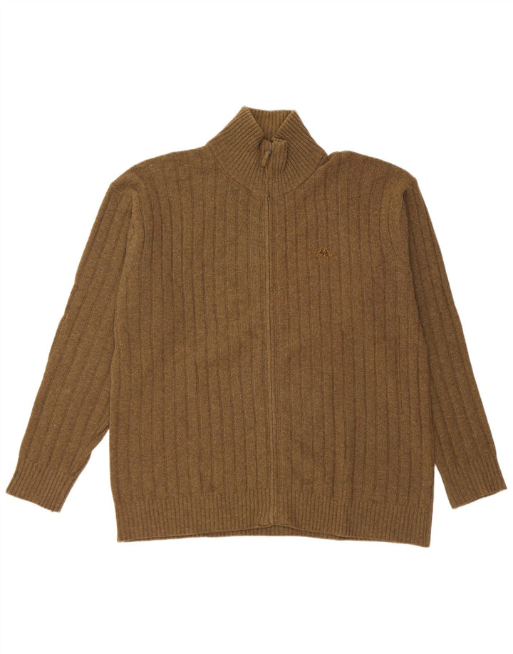 Kappa Mens Cardigan Sweater 2XL Khaki Wool