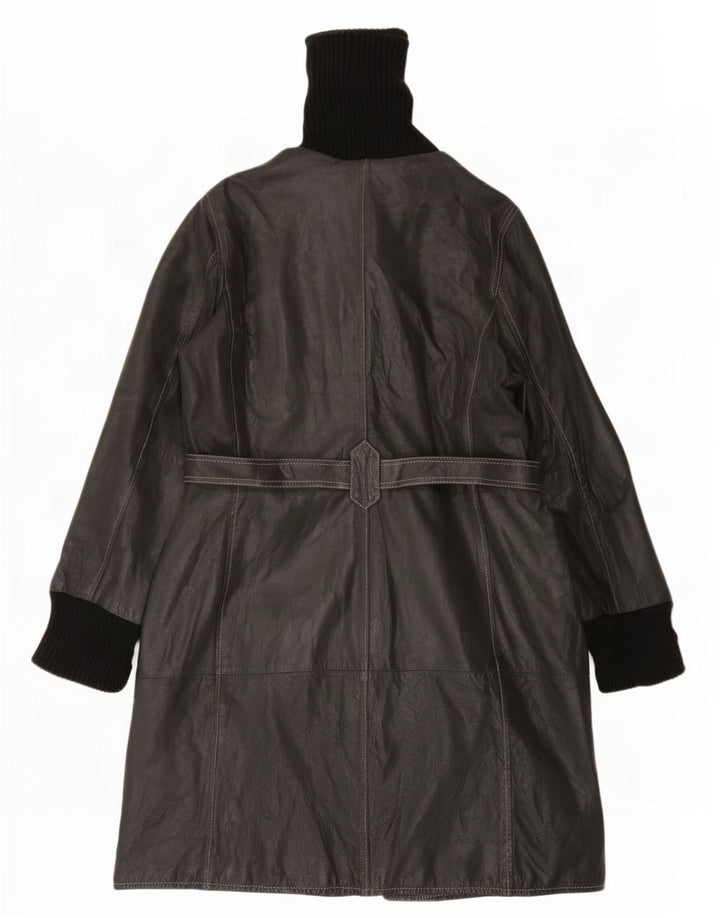 Conbipel Womens Leather Coat IT 46 Large Black Colourblock