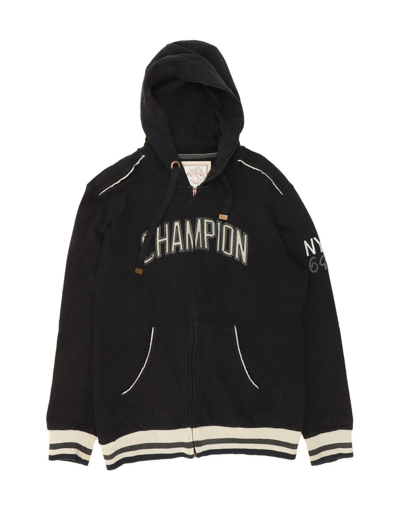 CHAMPION Womens Graphic Zip Hoodie Sweater UK 20 2XL Black Cotton Vintage Champion and Second-Hand Champion from Messina Hembry 