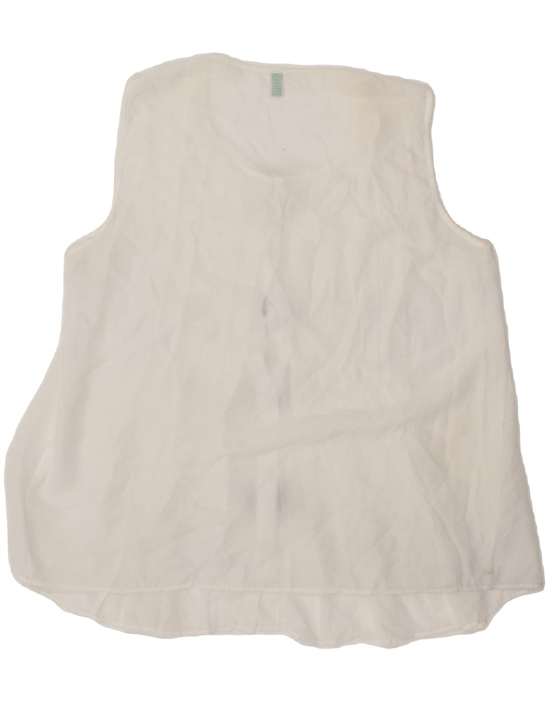 BENETTON Womens Sleeveless Shirt Blouse UK 12 Medium White Vintage Benetton and Second-Hand Benetton from Messina Hembry 
