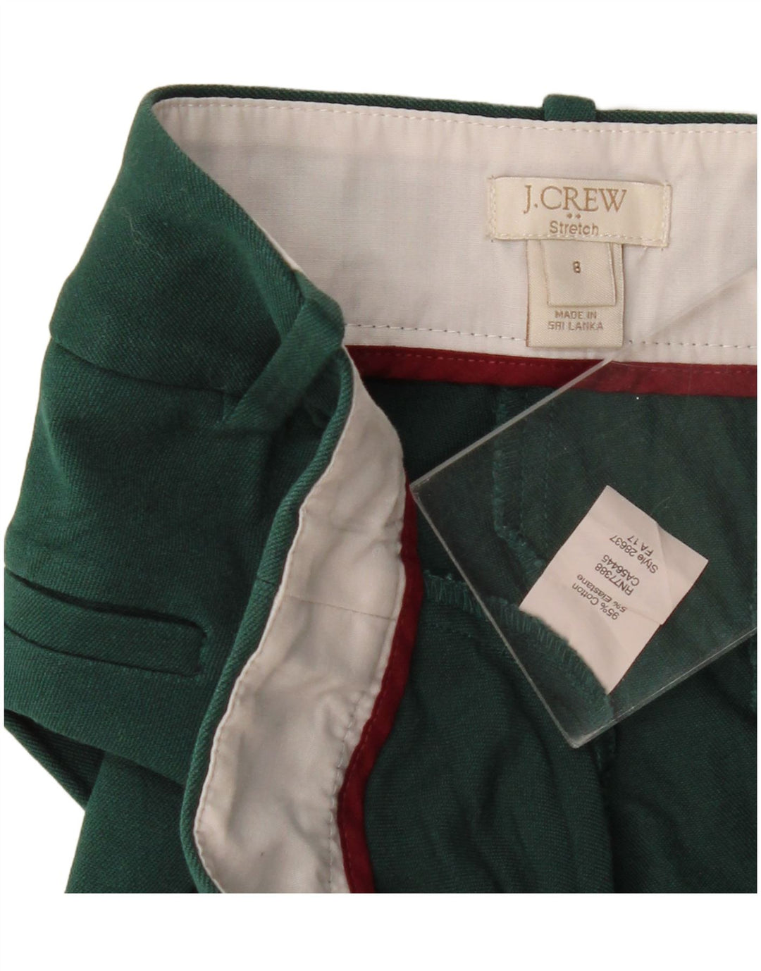 J. CREW Womens Straight Cropped Trousers US 8 Medium W32 L26 Green Cotton