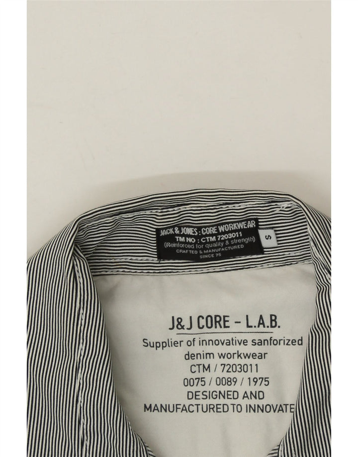 JACK & JONES Mens Short Sleeve Shirt Small Grey Pinstripe Cotton Vintage Jack & Jones and Second-Hand Jack & Jones from Messina Hembry 