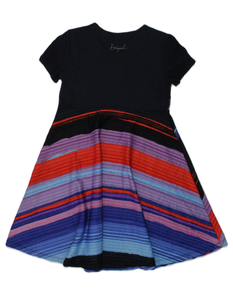 DESIGUAL Girls A-Line Dress 9-10 Years Multicoloured Striped Viscose | Vintage Desigual | Thrift | Second-Hand Desigual | Used Clothing | Messina Hembry 