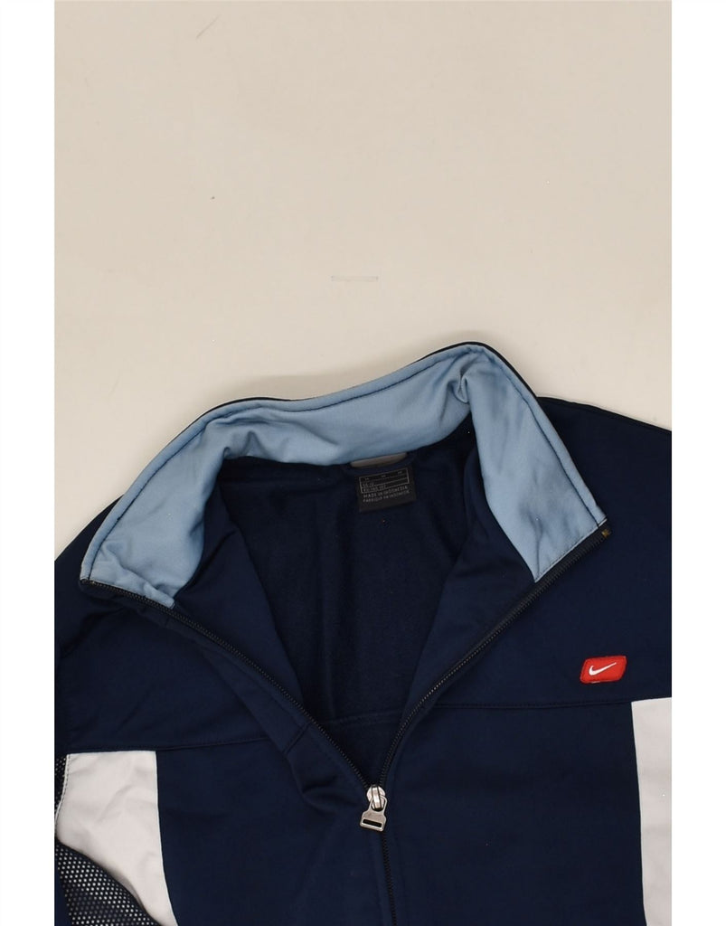 NIKE Boys Tracksuit Top Jacket 11-12 Years Navy Blue Colourblock Polyester | Vintage Nike | Thrift | Second-Hand Nike | Used Clothing | Messina Hembry 