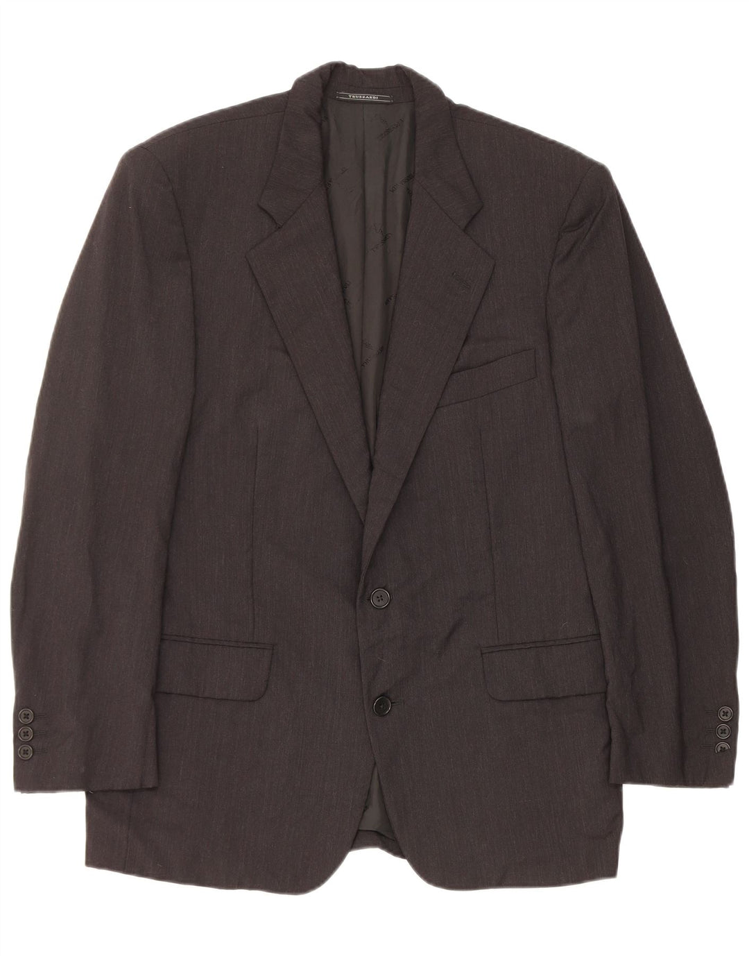 Trussardi Mens 2 Button Blazer Jacket IT 48 Medium Black Virgin Wool