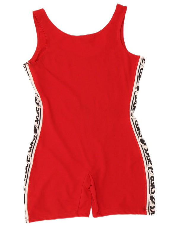 Asics Womens Graphic Sleeveless Playsuit UK 10 Small Red Colourblock