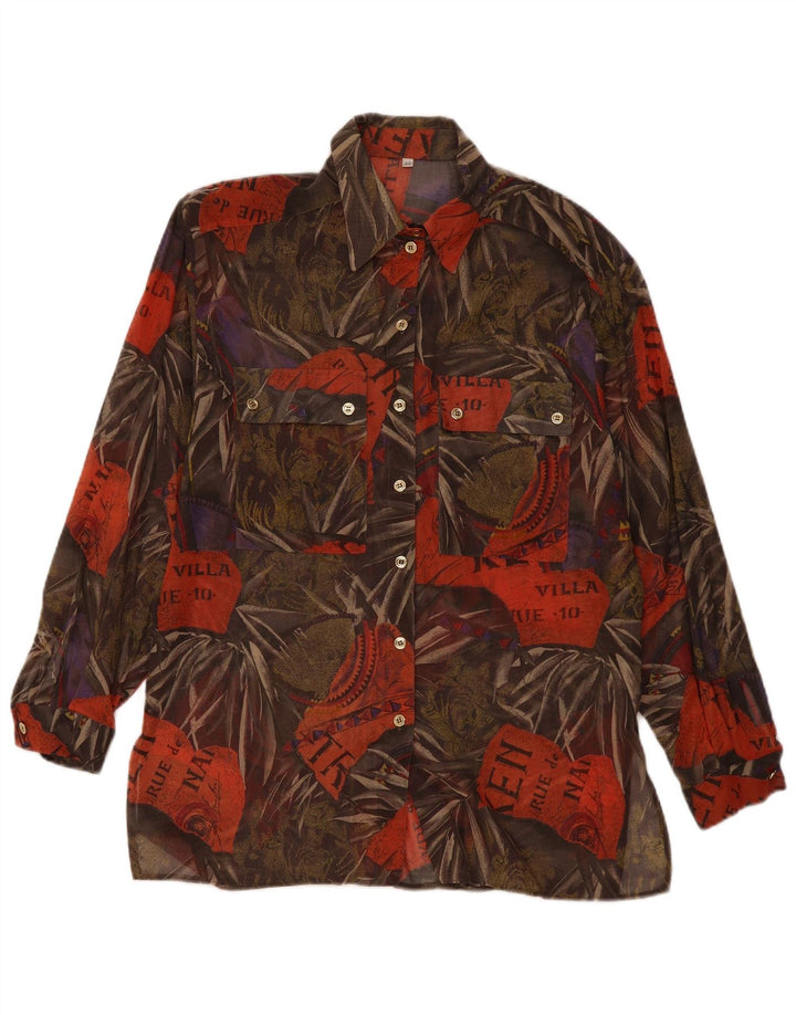Vintage Womens Graphic Shirt EU 42 Large Multicoloured Floral Cotton