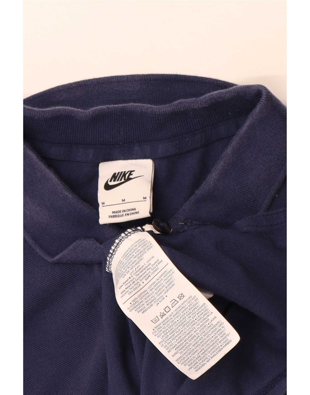 Nike Mens Polo Shirt Medium Navy Blue Cotton