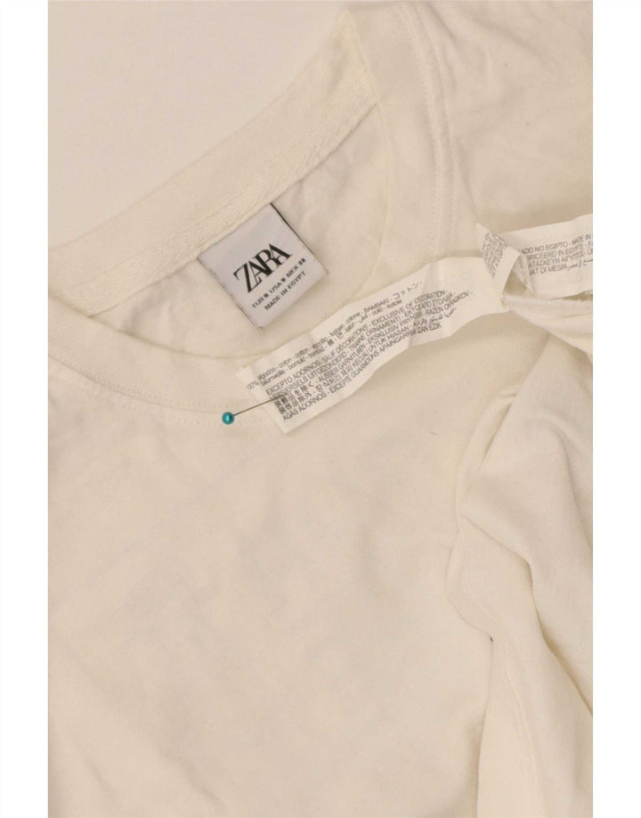 Zara Mens Graphic T-Shirt Top Small White Cotton