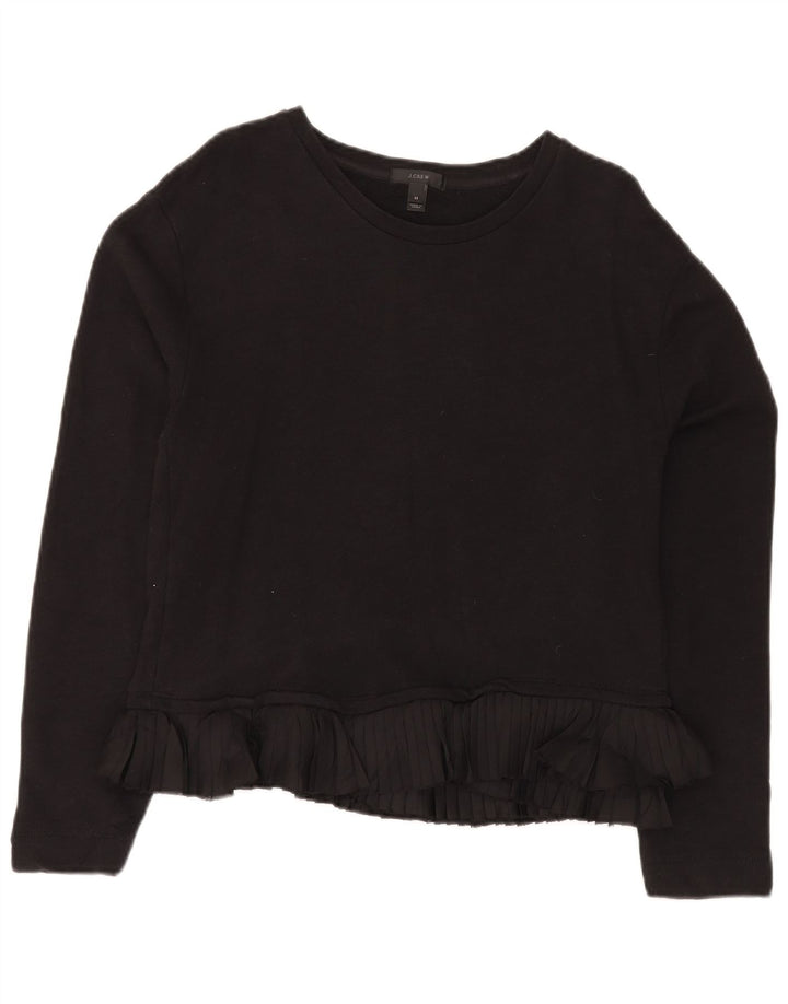J. CREW Womens Sweatshirt Jumper UK 14 Medium Black Cotton