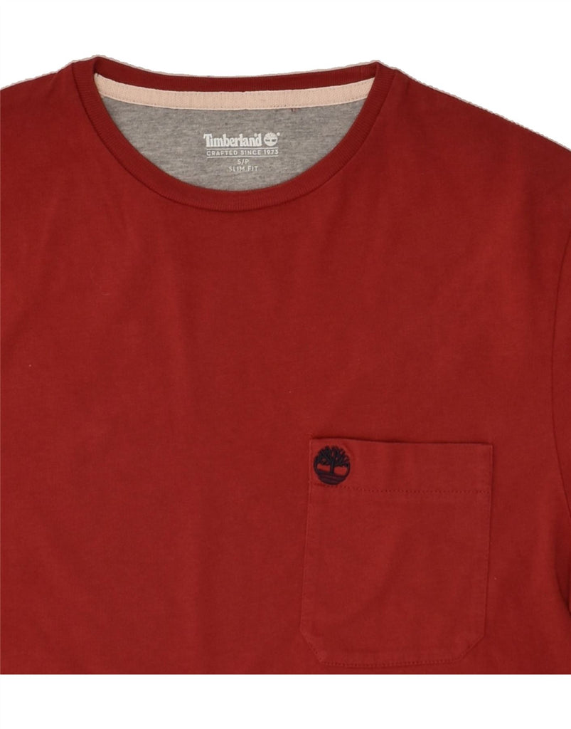 TIMBERLAND Mens Slim Fit T-Shirt Top Small Red Cotton Vintage Timberland and Second-Hand Timberland from Messina Hembry 