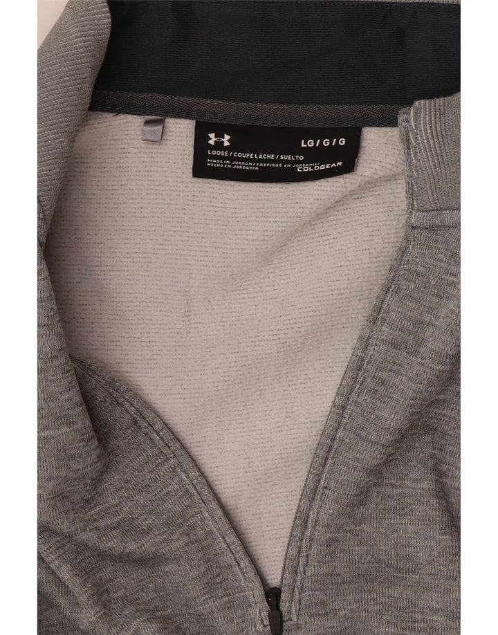 Under Armour Mens Cold Gear Zip Neck Sweatshirt Jumper Large Grey Flecked